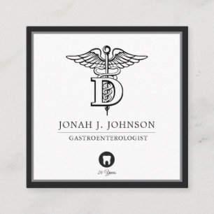 Zahnmedizin  Minimalistisches Schwarz  Graue Grenz Quadratische Visitenkarte