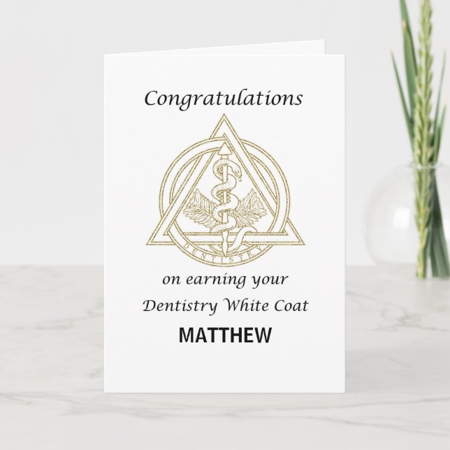 Zahnmedizin Weißes Coat Custom School Name Medizin Karte (Vorderseite)