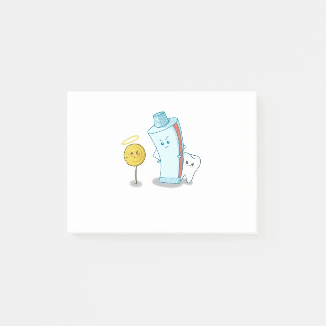 Zahnpasta schützt Süßzahn vor Lollipop Post-it Klebezettel (Vorderseite)
