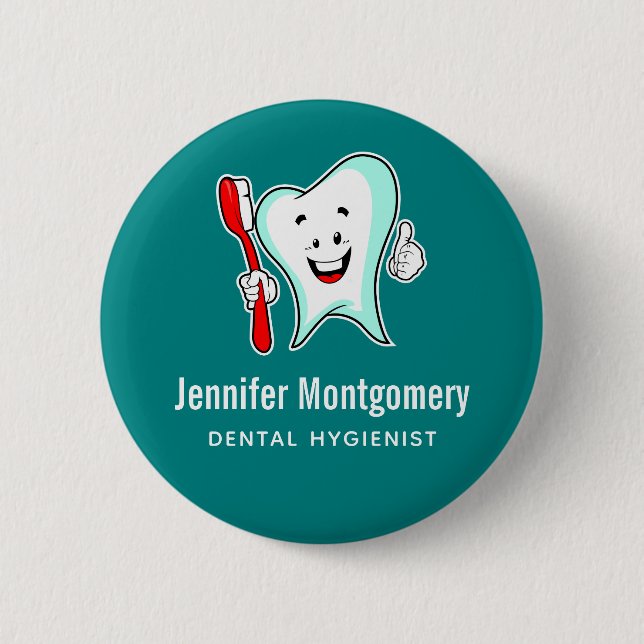 Zahnpflege - Happy Tooth mit Toothbrush Button (Vorderseite)