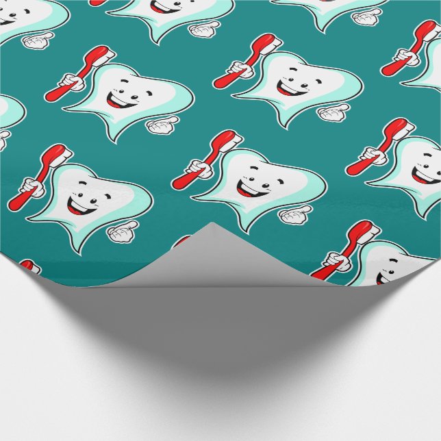 Zahnpflege - Happy Tooth mit Toothbrush Geschenkpapier (Ecke)