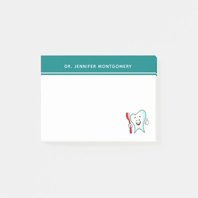 Zahnpflege - Happy Tooth mit Toothbrush Post-it Klebezettel (Vorderseite)