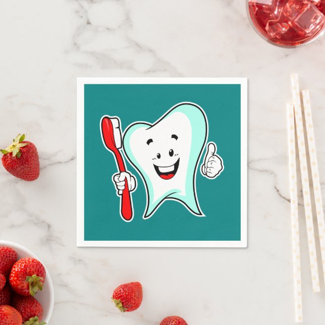 Zahnpflege - Happy Tooth mit Toothbrush Serviette (Beispiel)