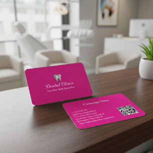 Zahnpraxis Elegant Dental Clinic Pink Zahnarzt QR- Visitenkarte