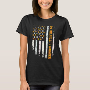 Zahnrad USA-Flagge Ingenieur Maschinenbauingenieur T-Shirt