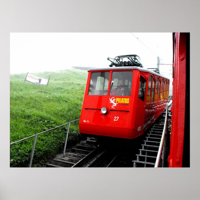 Zahnradbahn Pilatus in der Schweiz Poster (Vorne)