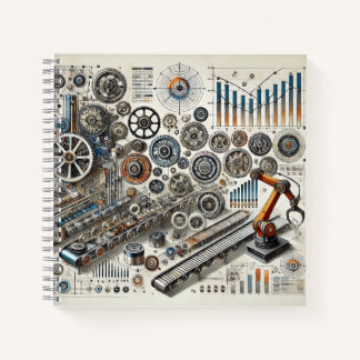 Zahnräder, Robotik und technische Diagramme Design Notizbuch