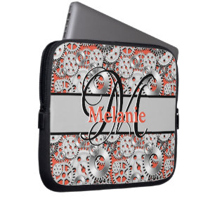 Zahnräder Silber Orange Steampunk Mechaniker Ingen Laptopschutzhülle