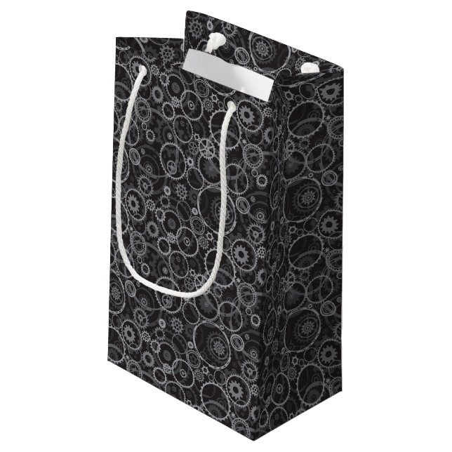 Zahnradmuster Kleine Geschenktüte (Rückseite Schrägansicht)