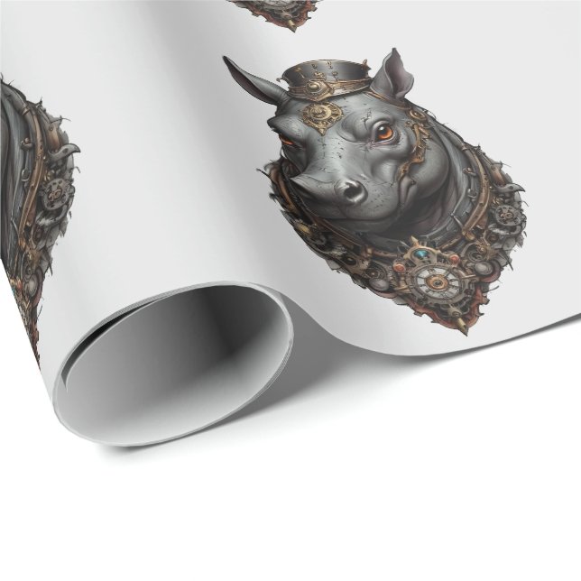 "Zahnriese: Der Steampunk-Hippo" Geschenkpapier (Rolleneckpunkt)