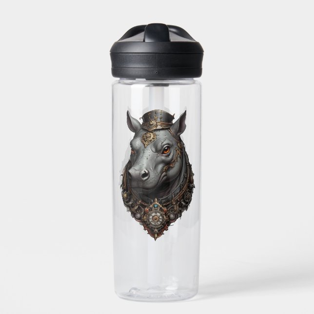 "Zahnriese: Der Steampunk-Hippo" Trinkflasche (Vorderseite)