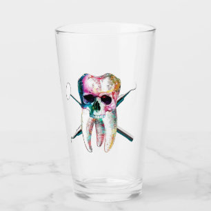 Zahnschädel und Kreuzknochen (16 oz) Glas