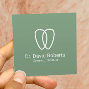 Zahnstooth-Logo Minimalistisch Green Dental Care Quadratische Visitenkarte