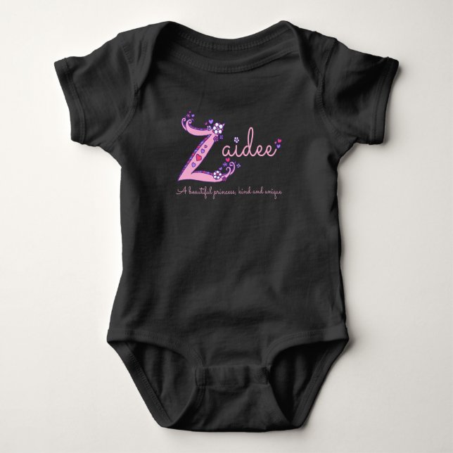Zaidee Girls Z Name bedeutet angepasstes Baby Bekl Strampler (Vorderseite)