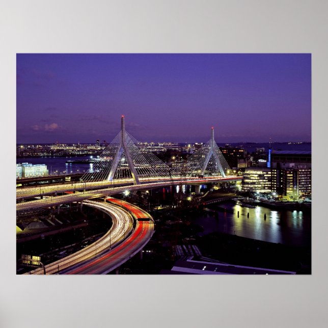 Zakim Bridge, Boston nachts Poster (Vorne)