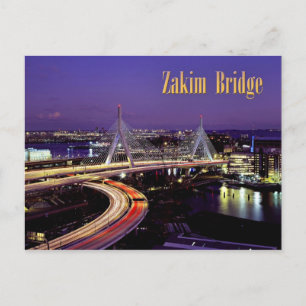 Zakim Bridge, Boston nachts Postkarte