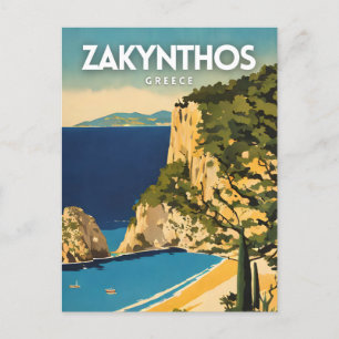 Zakynthos Greece Travel Poster Postkarte