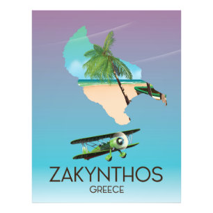 Zakynthos Griechenland-Karte Reiseplakat Fotodruck