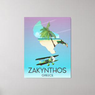 Zakynthos Griechenland-Karte Reiseplakat Leinwanddruck