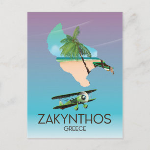 Zakynthos Griechenland-Karte Reiseplakat Postkarte