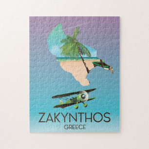 Zakynthos Griechenland-Karte Reiseplakat Puzzle
