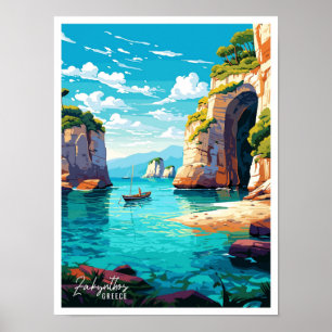 Zakynthos Griechenland Vintage Reiseillustration Poster