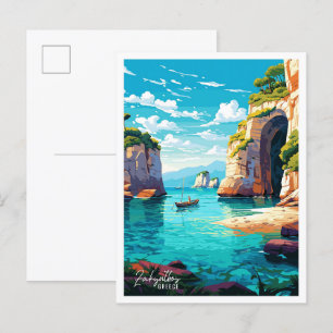 Zakynthos Griechenland Vintage Travel Illustration Postkarte