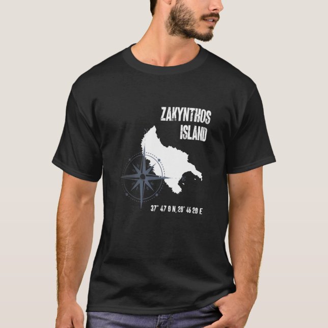 Zakynthos Island Mediterranean Sea Coordinates Map T-Shirt (Vorderseite)