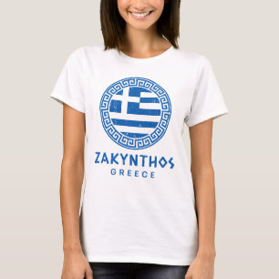 Zakynthos und Flagge Griechenlands bedrucktes Desi T-Shirt