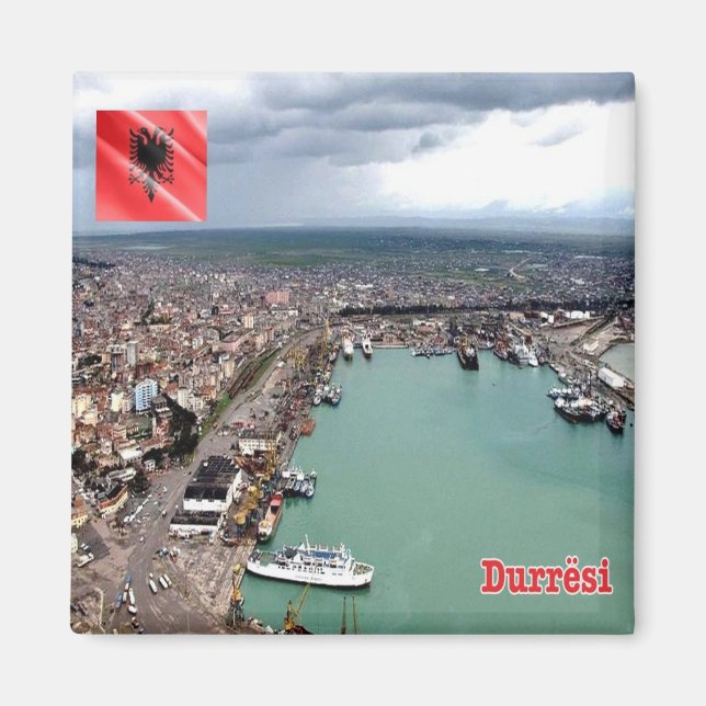 zAL010 DURRËS Port Albanien, Kühlschrank Magnet (Vorne)