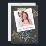 Zalig Kerstfeest Chalkboard Foto Rahmen und Band<br><div class="desc">Große flache Grüße für Weihnachten mit Zalig Kerstfeest Textdetails - Niederländische katholische Flachkarten mit .. Chalkboard und Foto Rahmen mit gestreiftem Band und goldenen Sternen schwarz-weiß Design .. X-Mas / Ferien-Flachkarten für Ihre persönlichen Daten mit Ihrem eigenen Foto und Text aus Ricaso</div>