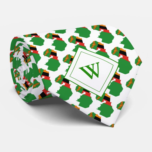 ZAMBIA Christlich Scripting Monogram Flag Krawatte (Gerollt)