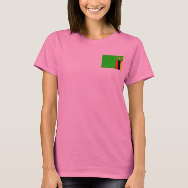 Zambia Flag and Map dk T - Shirt (Vorderseite)