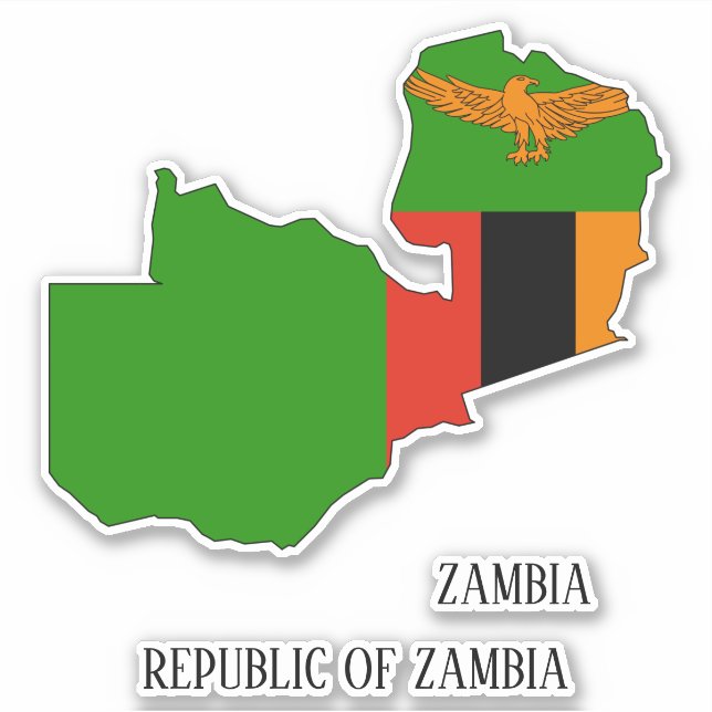 Zambia Flag Charming Patriotic Map Aufkleber (Vorderseite)