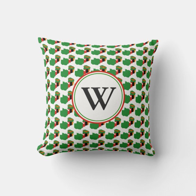 ZAMBIA Flag Custom Monogram Kissen (Vorderseite)