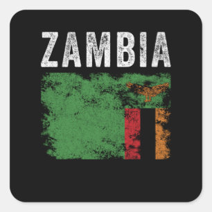 Zambia Flag erschüttert - sambische Flagge Quadratischer Aufkleber