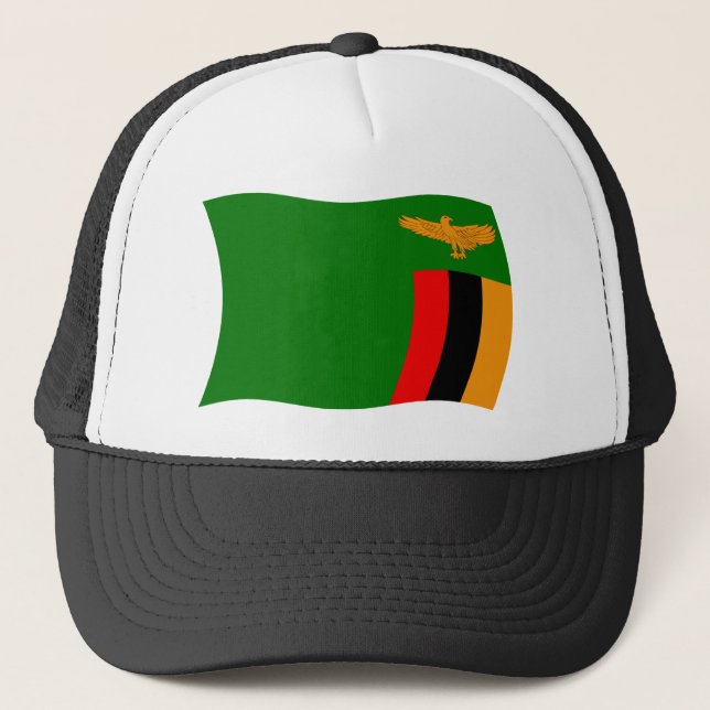 Zambia Flag Hat Truckerkappe (Vorderseite)