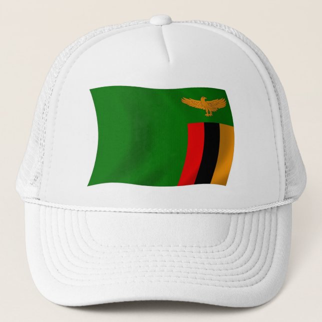 Zambia Flag Hat Truckerkappe (Vorderseite)