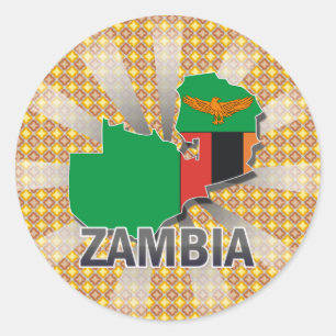 Zambia Flag Karte 2.0 Runder Aufkleber