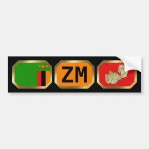 Zambia Flag Map Code Autoaufkleber