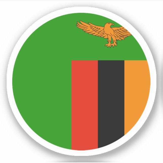 Zambia Flag Round Sticker (Vorderseite)