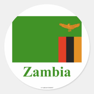 Zambia-Flagge mit Name Runder Aufkleber