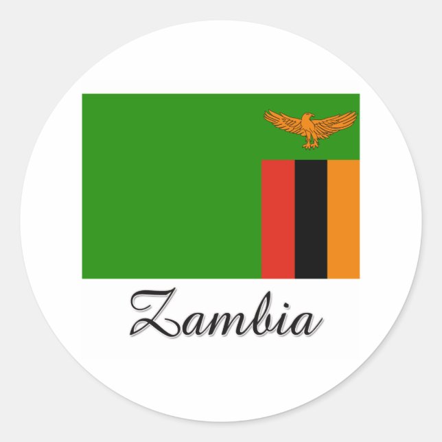 Zambia-Flaggendesign Runder Aufkleber (Vorderseite)