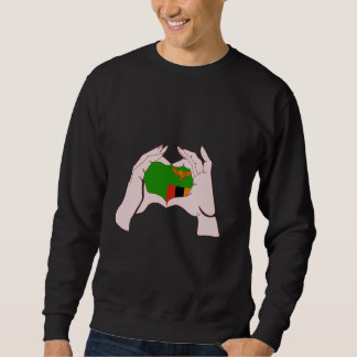 Zambia Handsign Heart Zambian Flag Zambian Pride Sweatshirt