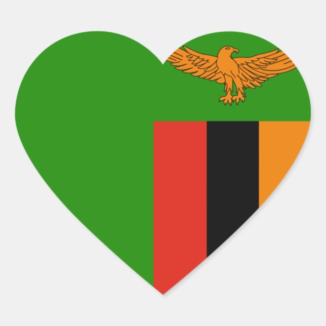 Zambia-Heart-Aufkleber Herz-Aufkleber (Vorderseite)
