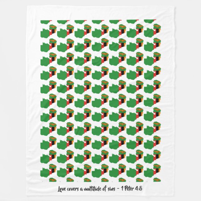 ZAMBIA KARTE Christliche Überdecke Fleecedecke (Vorderseite)