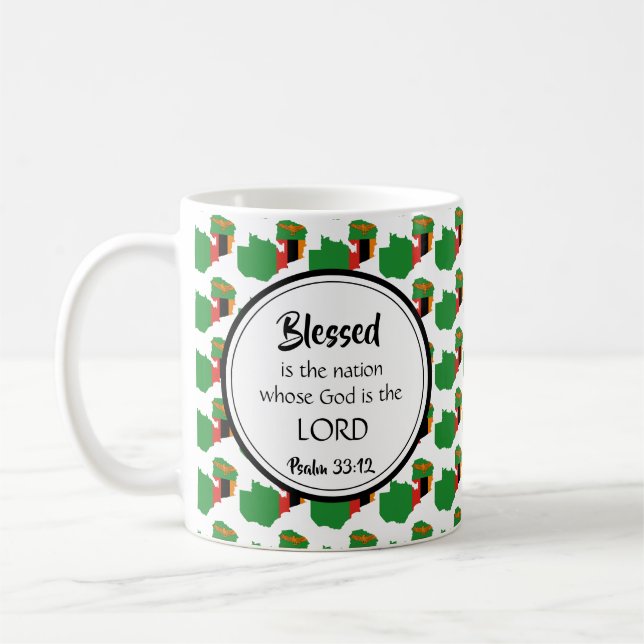 ZAMBIA Monogram gesegnete Nation Christlich Script Kaffeetasse (Links)