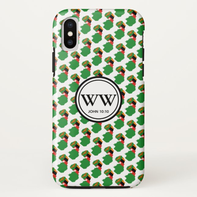 ZAMBIA Monogram Überall Life Scripture John 10:10 Case-Mate iPhone Hülle (Rückseite)