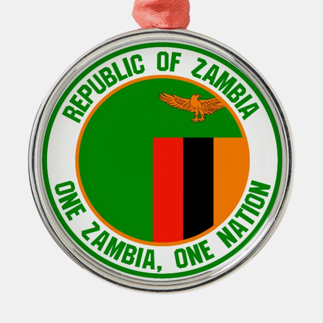 Zambia-RundEmblem Ornament Aus Metall (Vorne)