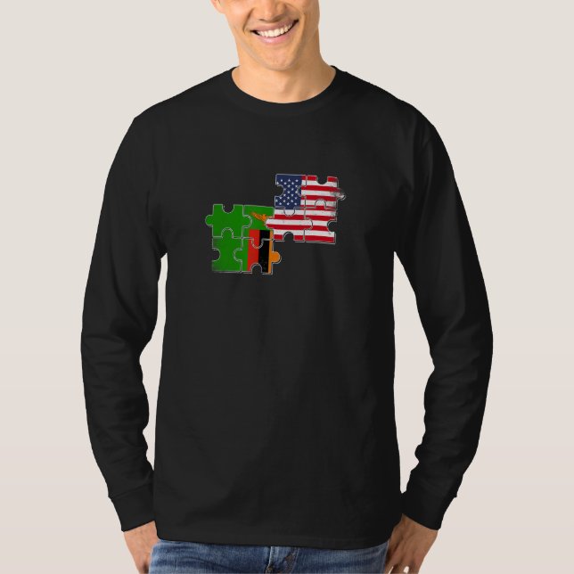Zambia USA Zambian American Flag T-Shirt (Vorderseite)